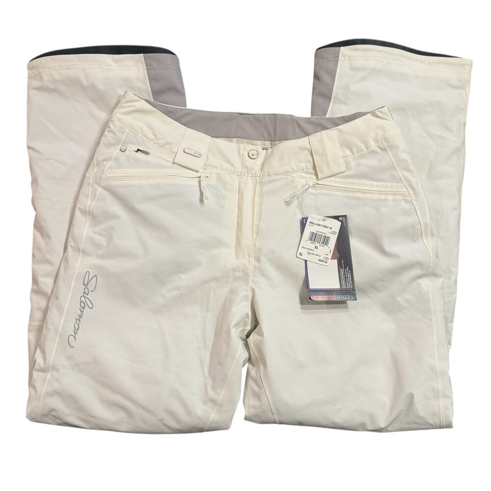 Salomon Women’s NEW Brilliant white bootleg snow ski pants, extra large
